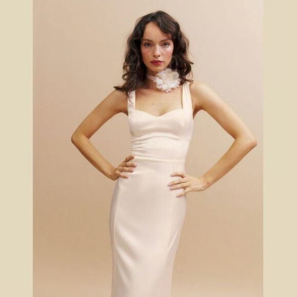 payton satin dress reformation Reformation Payton Satin Dress in Fior Di Latte Size 4 NWT